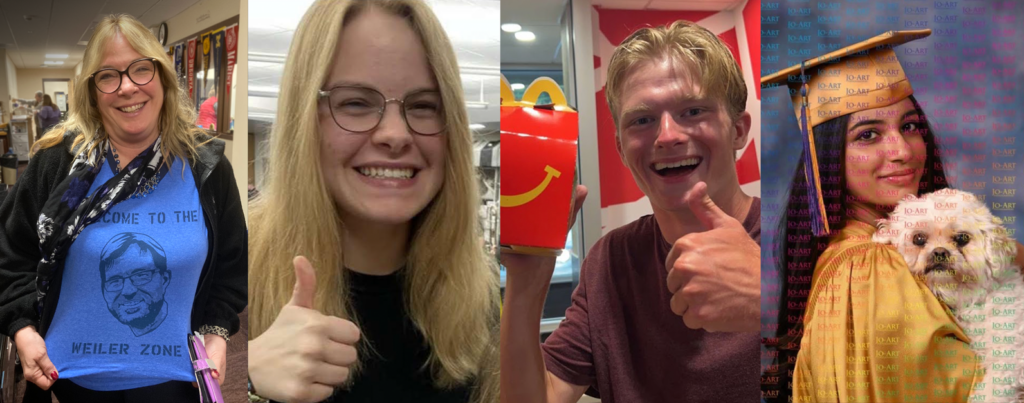 Image of the four winners of our Voicemail Contest in January 2023. 